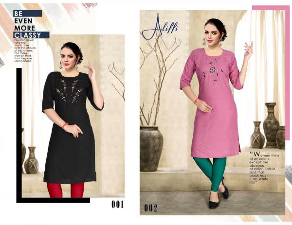 Moksha Aliffi Regular Wear Rayon Kurti Collection